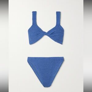 Hunza G Juno twist-front metallic denim blue bikini